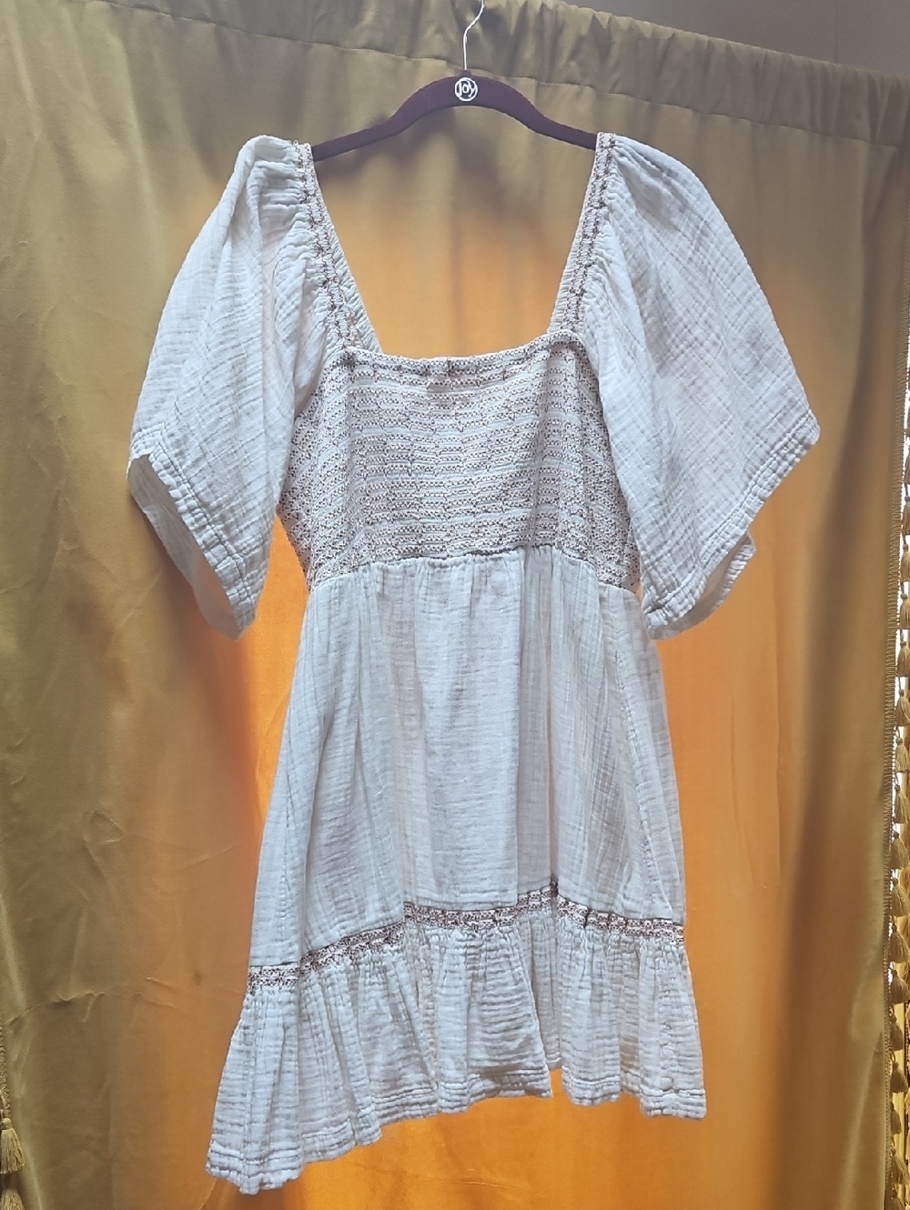 Free People Cream Boho Lace Babydoll Dress